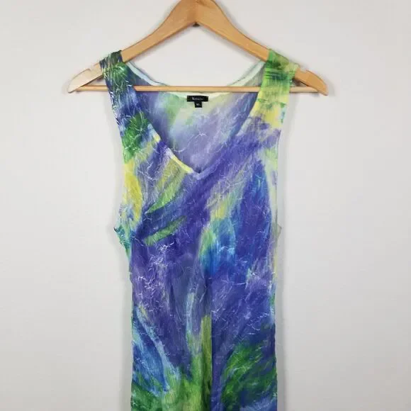 Komarov Purple Blue Green Sheer Dress Sz XL Item #9517 - Picture 9 of 14